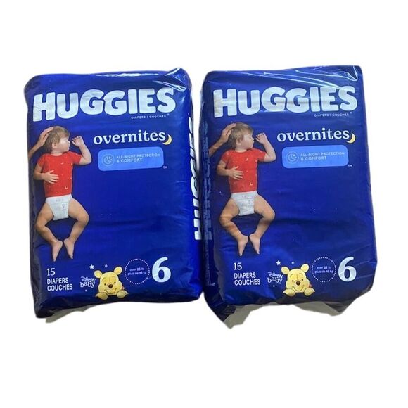 Huggies Overnites Size 6 Baby Diapers 15 Ct Nighttime Protection - Picture 1 of 6